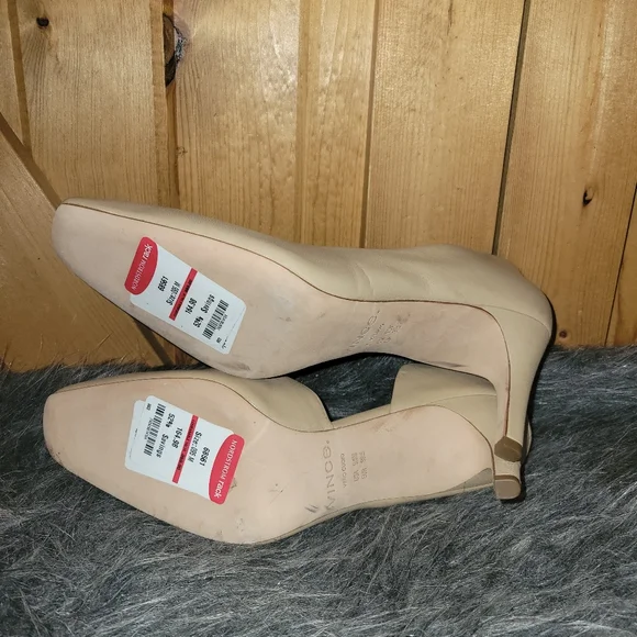 Vince Tiana Point-Toe Nude Leather Pumps square toe Size 9.5 M - Picture 11 of 16